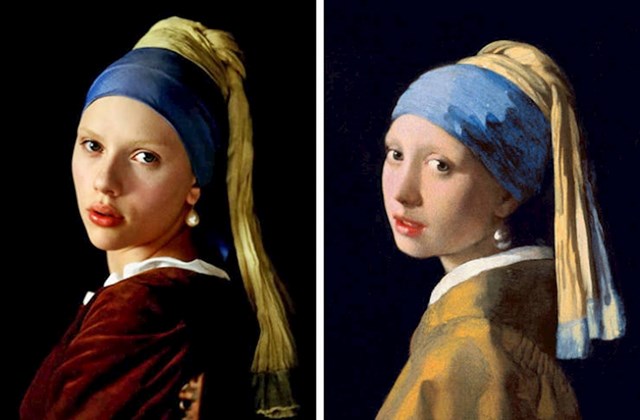 13. Djevojka s bisernom naušnicom (2003.) i istoimeni portret (1665.)