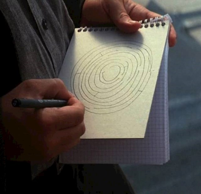 6. U Inceptionu (2010.) Ariadne je dobila posao zato što je nacrtala kružni labirint na naslovnoj strani bilježnice. Papir je kockast, što automatski prevari čovjeka i natjera ga da nacrta pravokutni ili kockasti oblik.