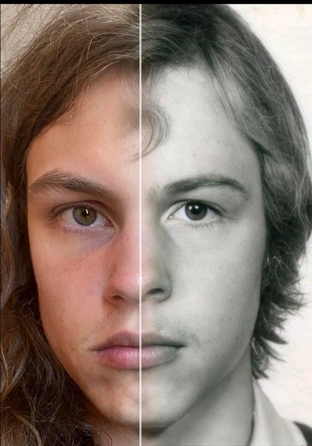 13. Usporedio je svoje lice s licem njegovog oca kad je bio njegovih godina (desno).