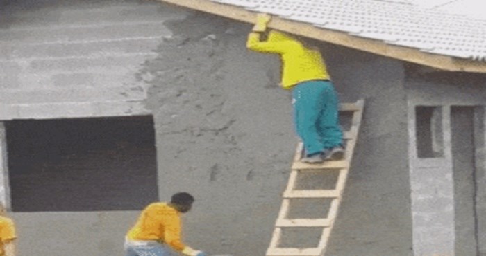 Ovi građevinski radnici imaju vrlo neobičnu metodu cementiranja kuće