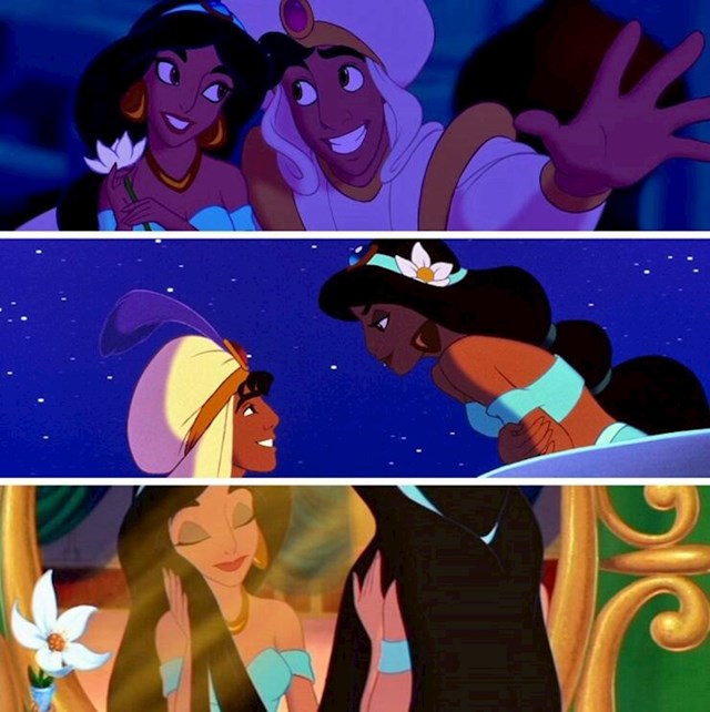 10. U Aladdinu, Jasmin se toliko svidi cvijet da ga najprije stavi u kosu, a potom i u vazu