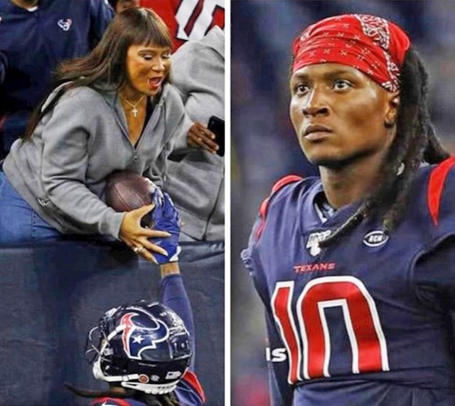 Svaki put kad DeAndre Hopkins postigne pogodak, on u publici nađe svoju mamu koja je izgubila vid prije mnogo godina i pokloni joj loptu. Jedna od najboljih tradicija u sportu.