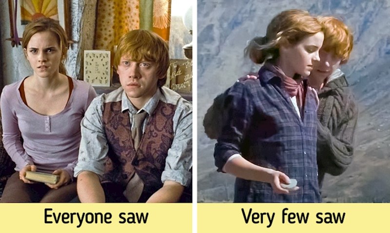 14. Ron uči Hermionu kako napraviti žabice kamenjem. Ova scena implicira da imaju osjećaje jedno prema drugome.