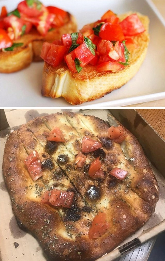 1. "Naručio sam ovakve bruschette. Ovo što je stiglo nije niti blizu."