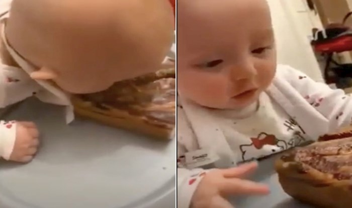 VIDEO Beba od malih zna što je fina hrana, njezina reakcija na slaninu oduševila je Balkance