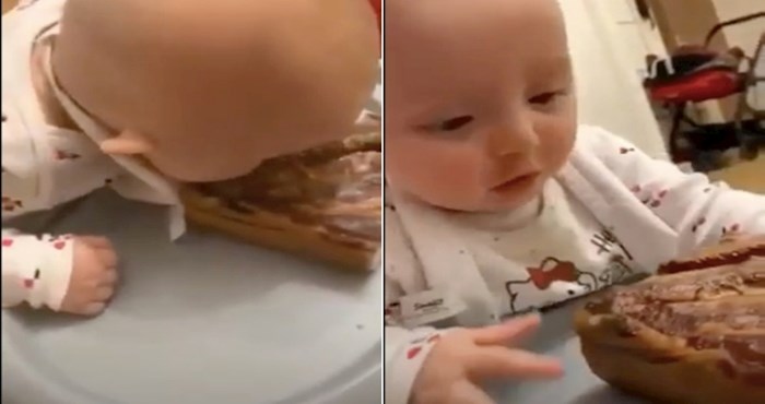 VIDEO Beba od malih zna što je fina hrana, njezina reakcija na slaninu oduševila je Balkance