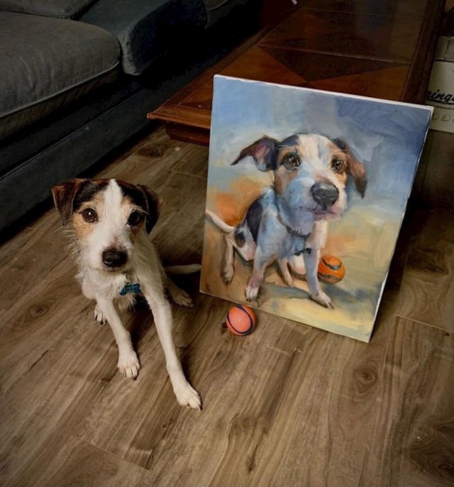 7. "Napravio sam portret svog psa i njegove omiljene loptice."