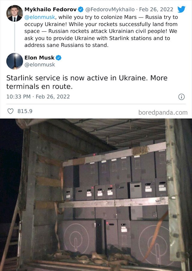 5. I Elon Musk je odlučio pomoći Ukrajincima, aktivirajući satelit Starlink