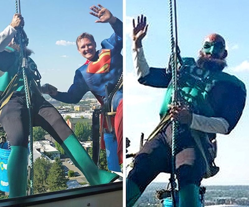 Perači prozora u dječjoj bolnici obučeni su u superheroje.