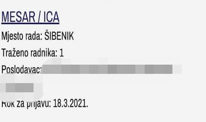 Oglas za posao mesara u Šibeniku sve je zbunio, nećete vjerovati tko je poslodavac