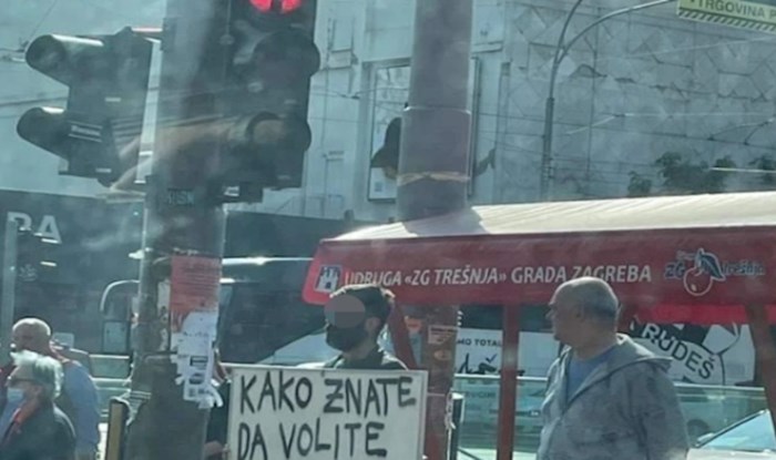 Netko je u Zagrebu snimio tipa s kontroverznim transparentom, pogledajte zašto je podijelio ekipu