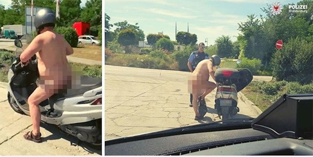 4. Ovog golog tipa zaustavila je policija u Njemačkoj. Njegovo opravdanje je bilo "vruće je".