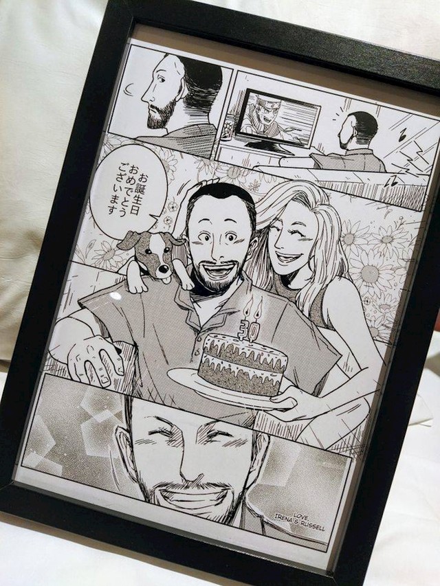 18. Obožavam stripove i mange. Cura mi je ovo poklonila za godišnjicu naše veze. Mi i naš pas nacrtani kao manga.