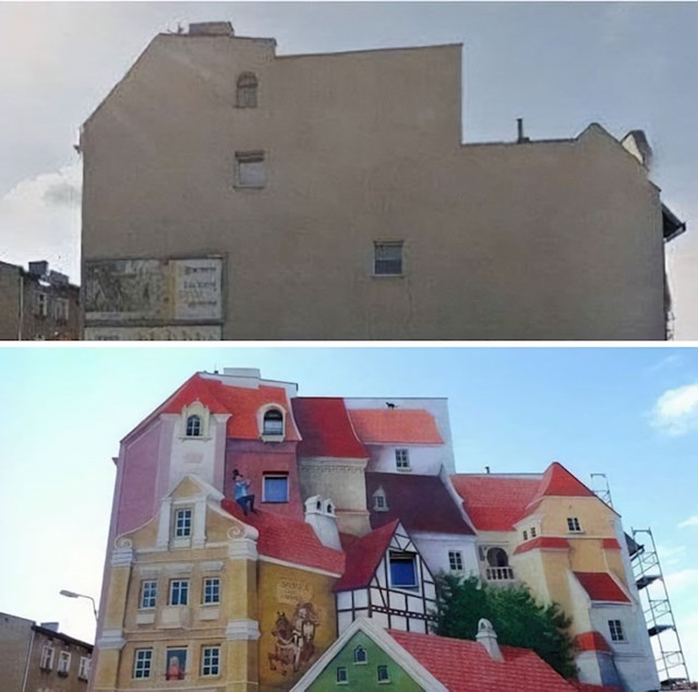 4. Zgrada prije i poslije umjetničke intervencije