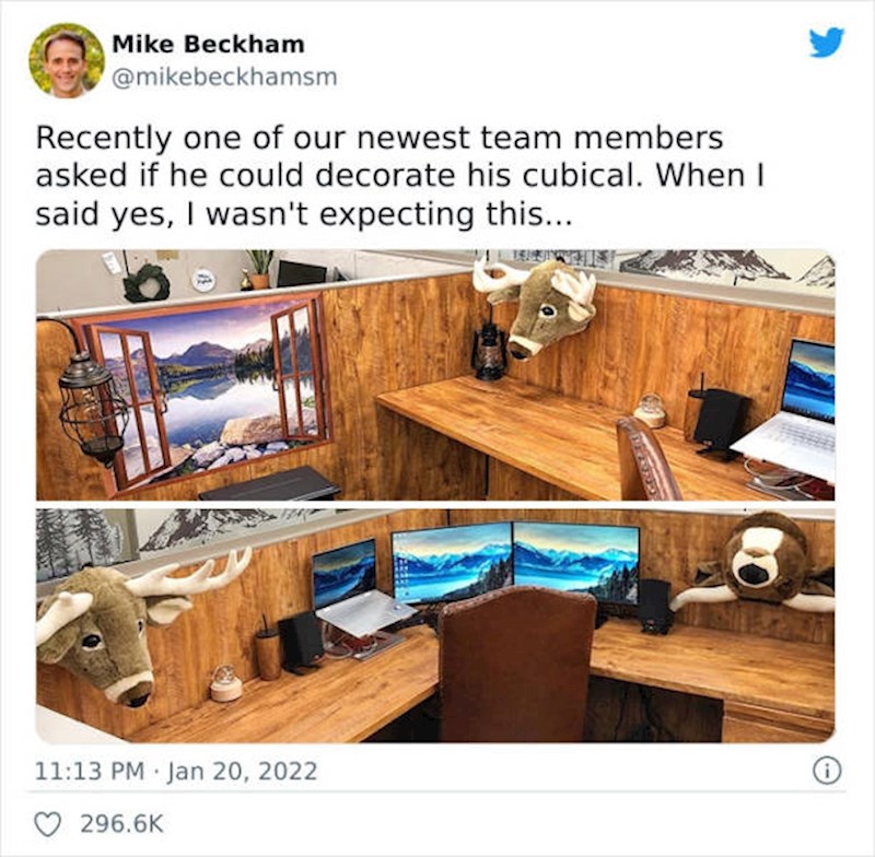 17. "Najnoviji član našeg tima pitao je može li urediti svoj ured. Rekao sam da može, ali nisam očekivao ovo..."