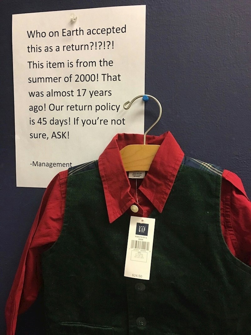 4. Neki radnici su jednostavno jako simpatični i kreativni što se politike vraćanja artikala tiče. :)