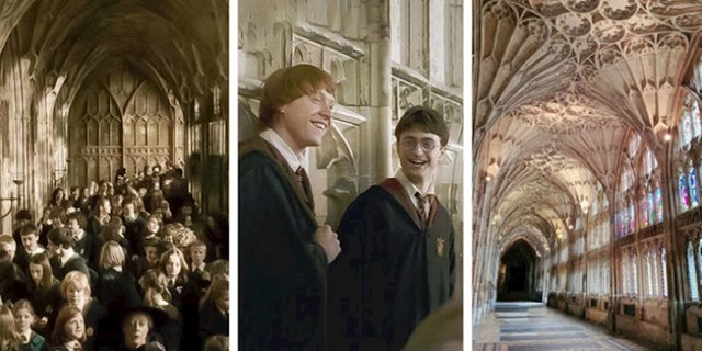 8. Katedrala Gloucester, izgrađena oko 1360., korištena je kao lokacija snimanja nekih scena iz Hogwartsa.