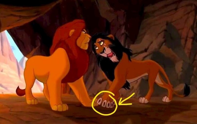 8. U Kralju lavova, Scar je jedini lav koji cijelo vrijeme ima pandže vani, što sugerira na to da je upravo on glavni antagonist