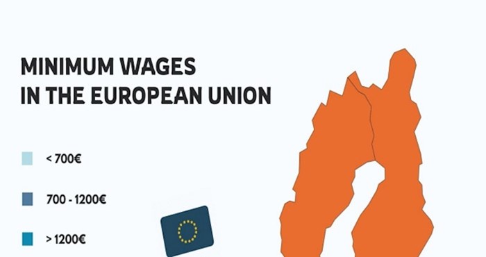 Mapa uspoređuje minimalne plaće u pojedinim zemljama EU, evo kako stoji Hrvatska