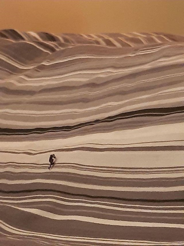 Ova mrvica na posteljini koja izgleda kao čovjek koji se penje na planinu.