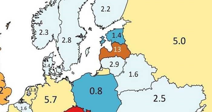 Mapa prikazuje podatke o broju pornozvijezda u europskim državama, evo kako stoji Hrvatska