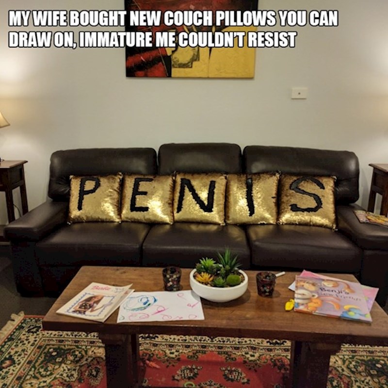 Moja supruga kupila je jastuke po kojima se može pisati. Dijete u meni je procvalo!