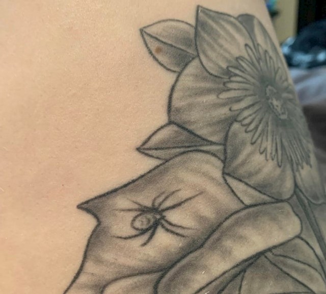 6. "Tek naknadno sam primijetila da je tatoo artist koji me tetovirao pauku nacrtao 9, umjesto 8 nogu..."