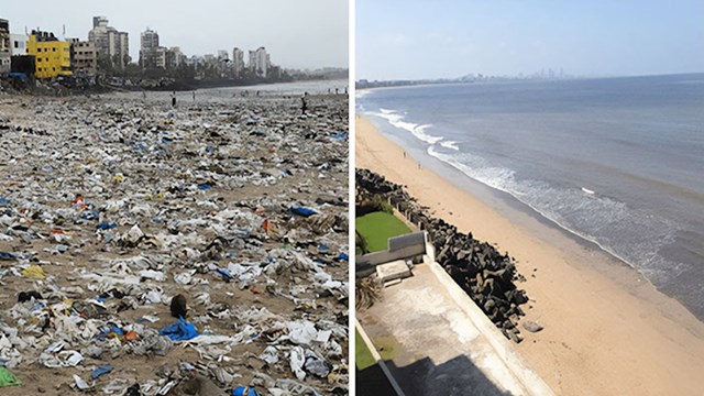 14. Plaža u Mumbaiju prije i nakon akcije čišćenja