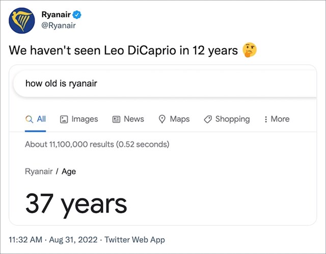 Ryanair ima 37 godina. Leo DiCaprio nije se vozio tom zrakoplovnom kompanijom 12 godina.
