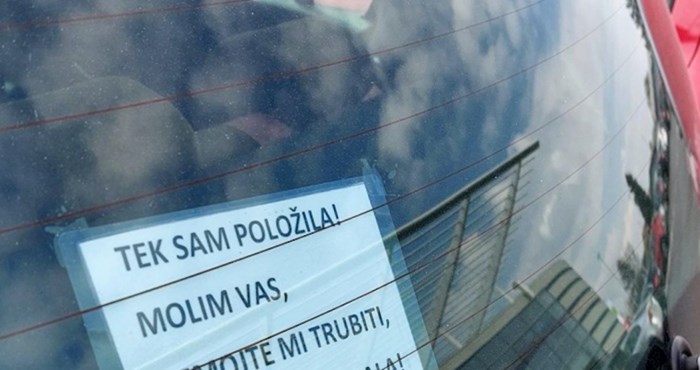 Novopečena vozačica zalijepila je simpatičnu poruku na stražnje staklo i nasmijala cijelu Hrvatsku