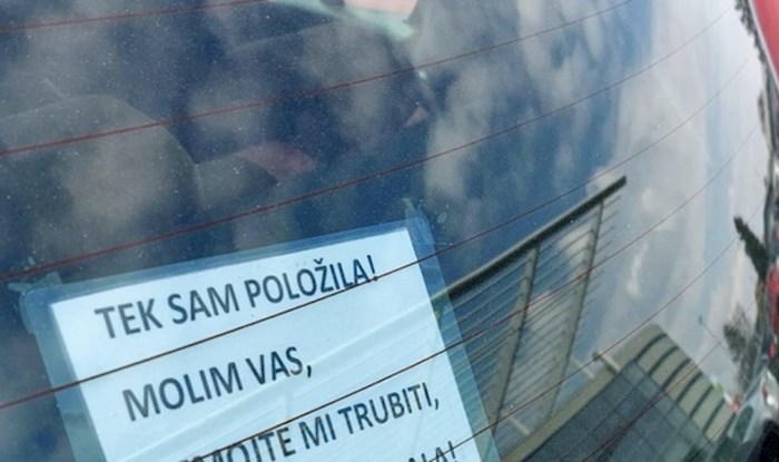 Novopečena vozačica zalijepila je simpatičnu poruku na stražnje staklo i nasmijala cijelu Hrvatsku