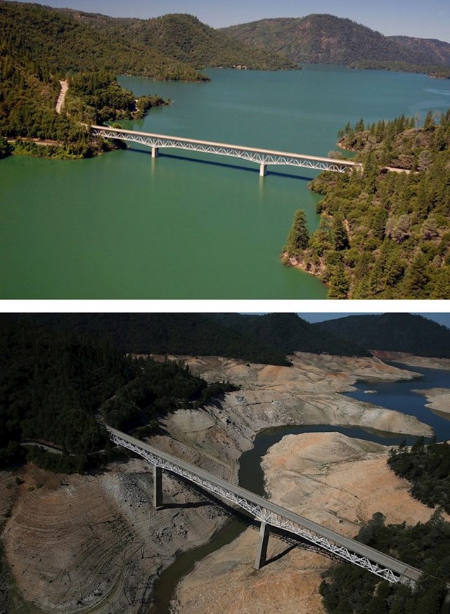 15. Kalifornijsko jezero Oroville, snimljen 2010. i 2016.