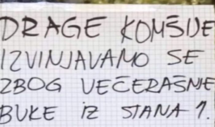 Ostavili su susjedima obavijest da će navečer biti buke, oduševit ćete se kad vidite razlog