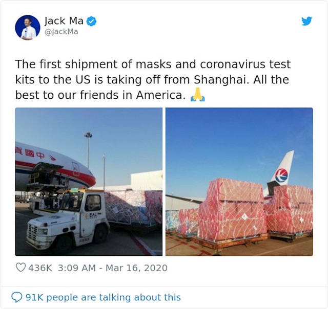 21. Shangai je poslao Americi zalihe zaštitnih maski i testova na koronavirus.