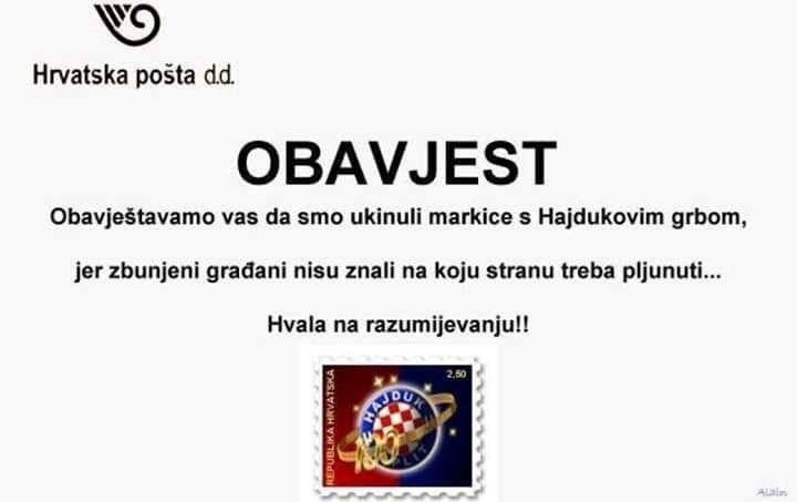 Pošta ukida markice s Hajdukovim grbom