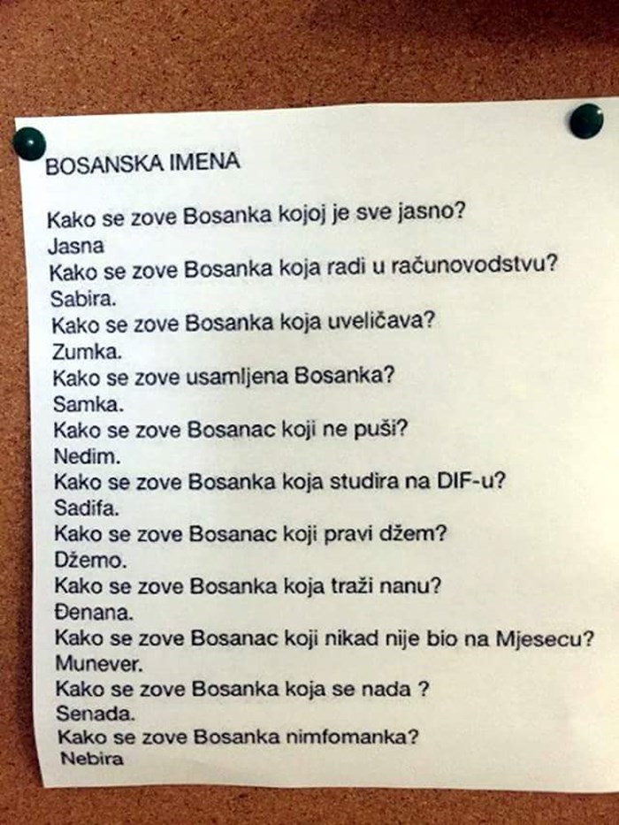 Lista bosanskih imena i njihovo značenje
