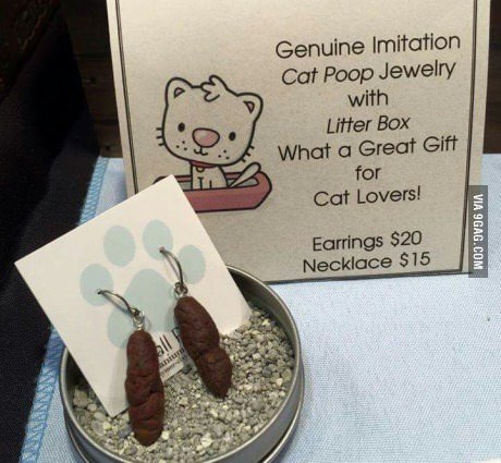 Cat poop earrings.