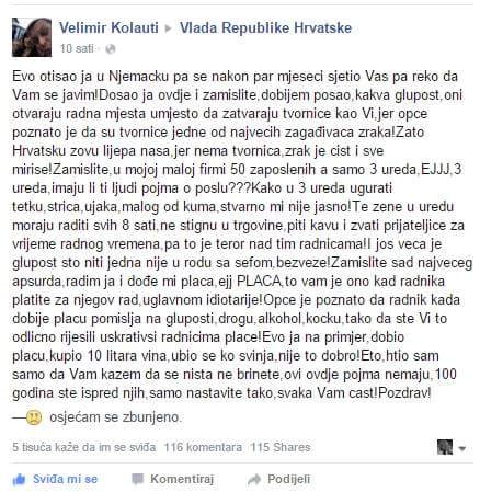 Ljubavno pismo hrvatskoj Vladi od "izdajice" iz Njemačke