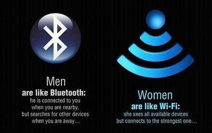 Muškarci su kao bluetooth a žene kao wi-fi :)))