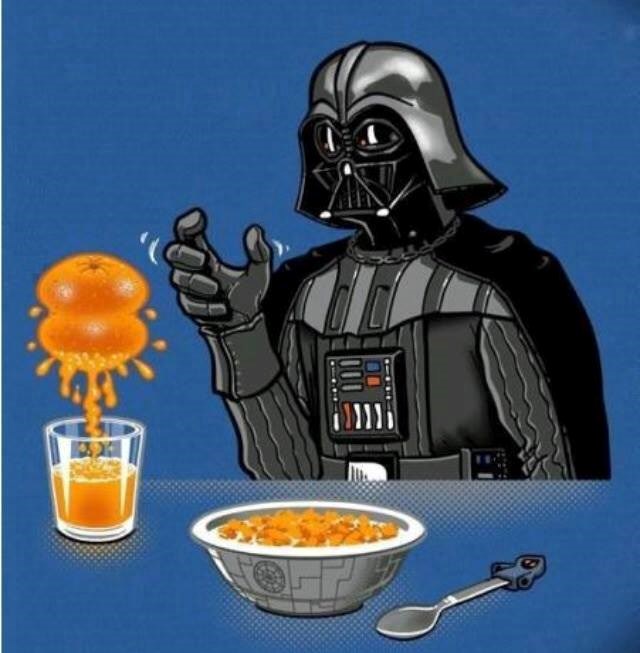 Darth Vader eating breakfast