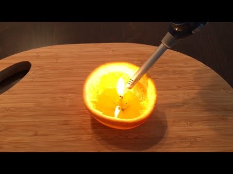Kerze aus einer Orange gemacht