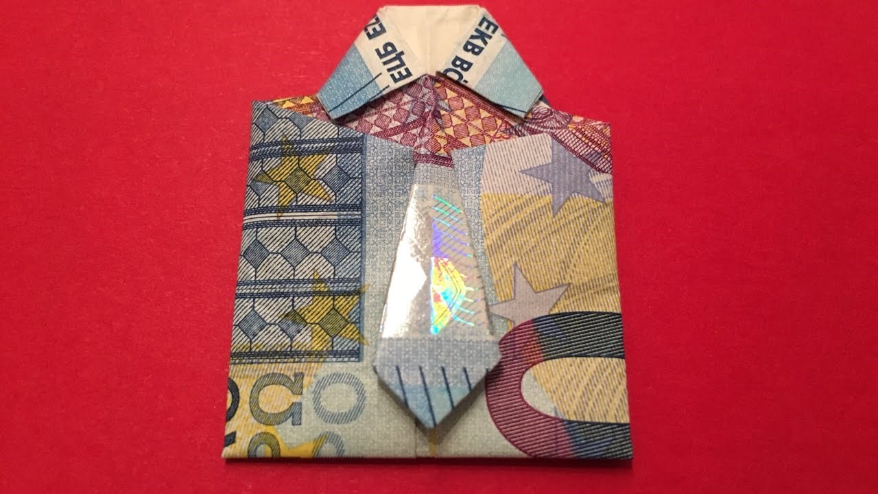 Geldscheine falten für Geldgeschenke, Hemd mit Krawatte / Origami