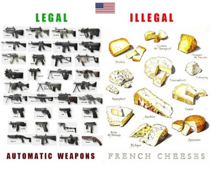 Amerika - automatsko oružje legalno, francuski sir ne