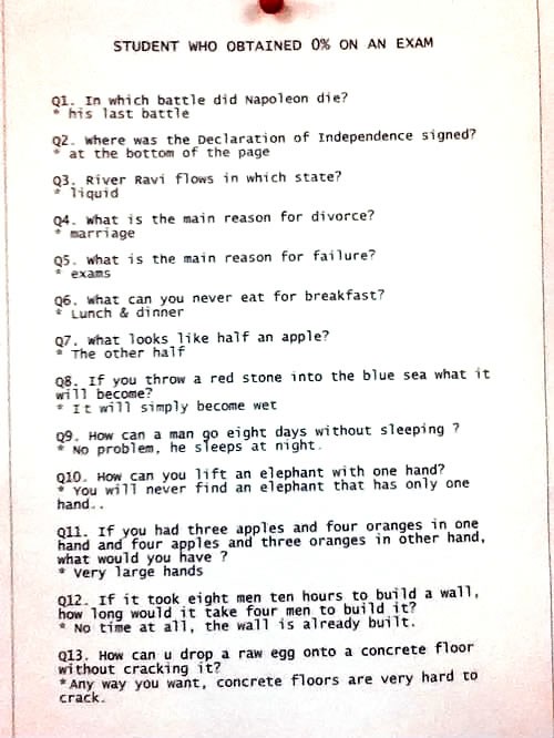 Ovako se odgovara na pitanja kad ne znaš nijedan odgovor:D