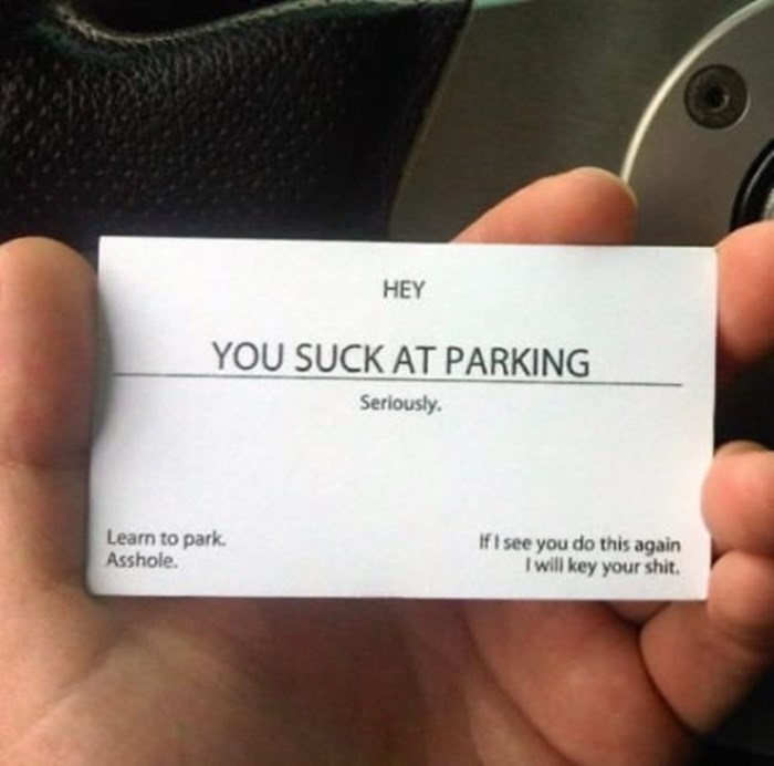 Ne znaš parkirat, šupčino! - vizitka