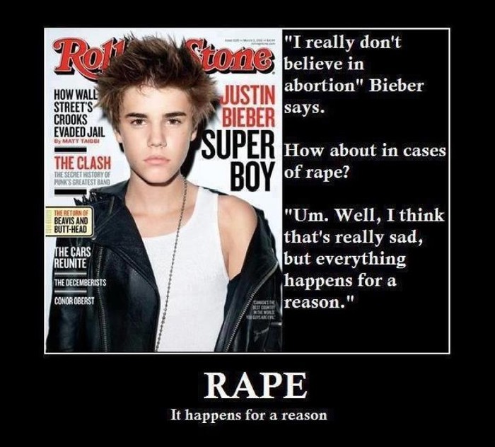 Justin Bieber opravdava silovanje, bravo sroljo