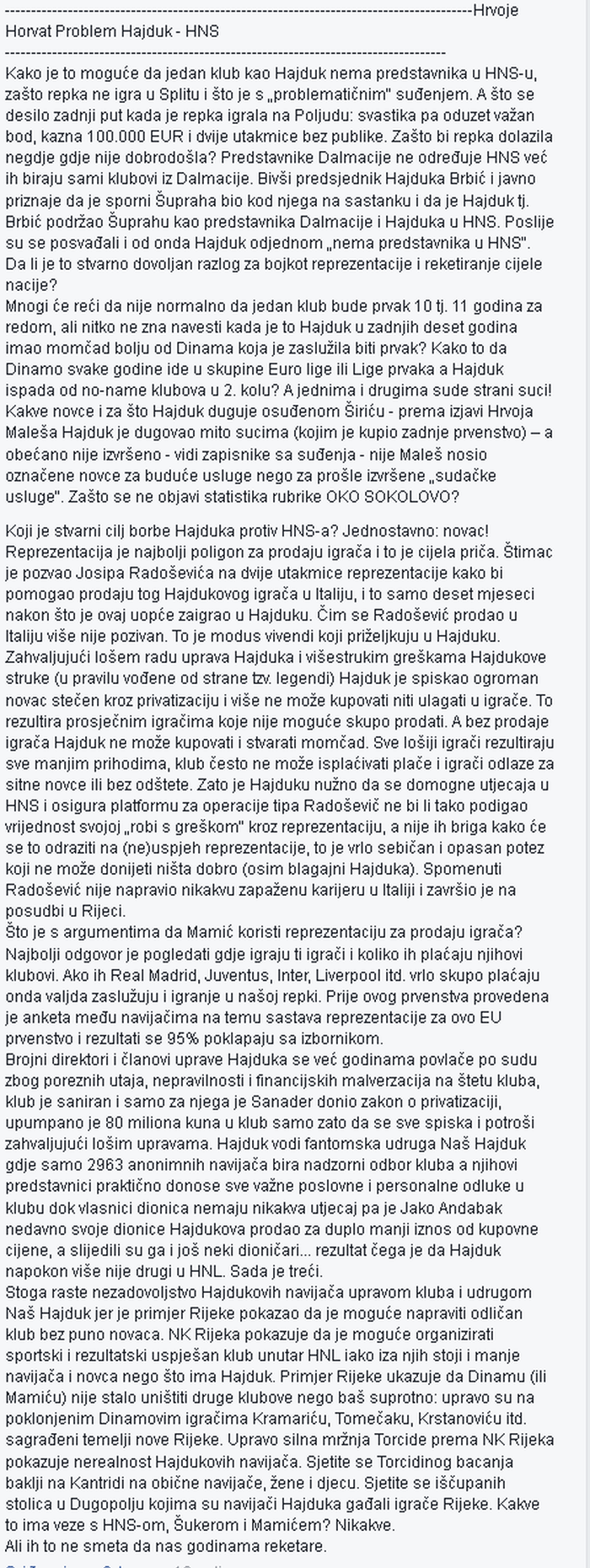 HNS - TORCIDA - NEZADOVOLJSTVO