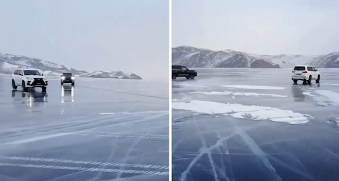 Dva vozača SUV-a odlučili su se zaletjeti na ledeno jezero, pogledajte što se onda dogodilo