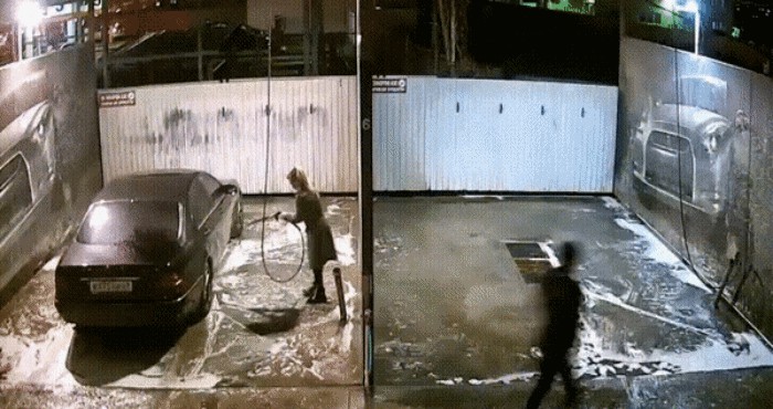 Nadzorna kamera u ovoj autopraonici zabilježila je urnebesan trenutak