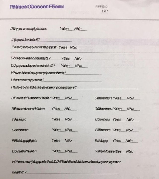 "Ovaj pogrešno isprintani obrazac dobio sam od svojeg okulista."